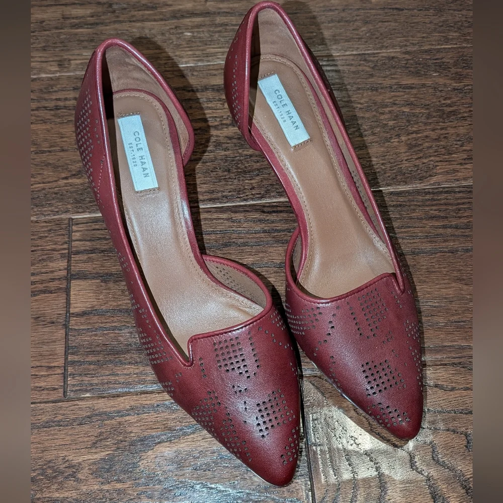 Cole Haan Grand Os Neara Burgundy Leather Pump Heel - Picture 2 of 8